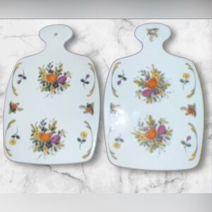 Vintage Gerold Porzellan Bavaria Germany Hand Painted Cheese Cutting Board Set